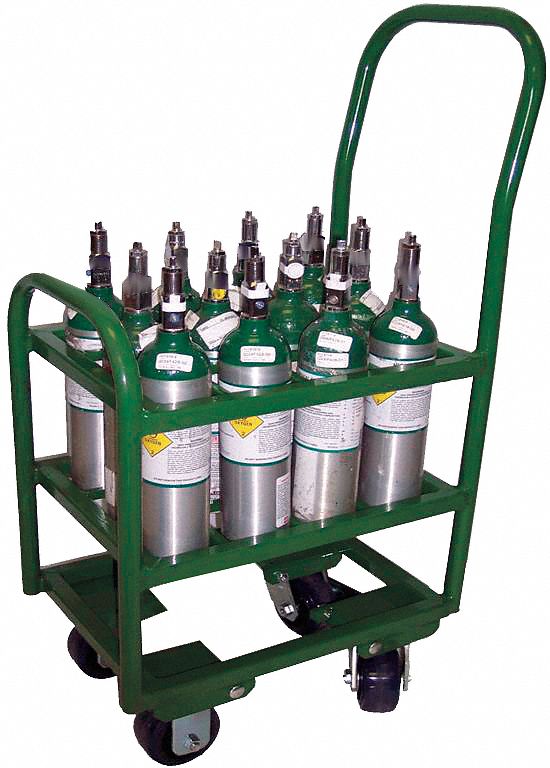 FOUR-WHEEL VERTICAL MEDICAL CYLINDER CART, 2,400 LB LOAD CAPACITY