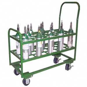 FOUR-WHEEL VERTICAL MEDICAL CYLINDER CART, 2,400 LB LOAD CAPACITY, 39 IN X 35 IN X 38 IN