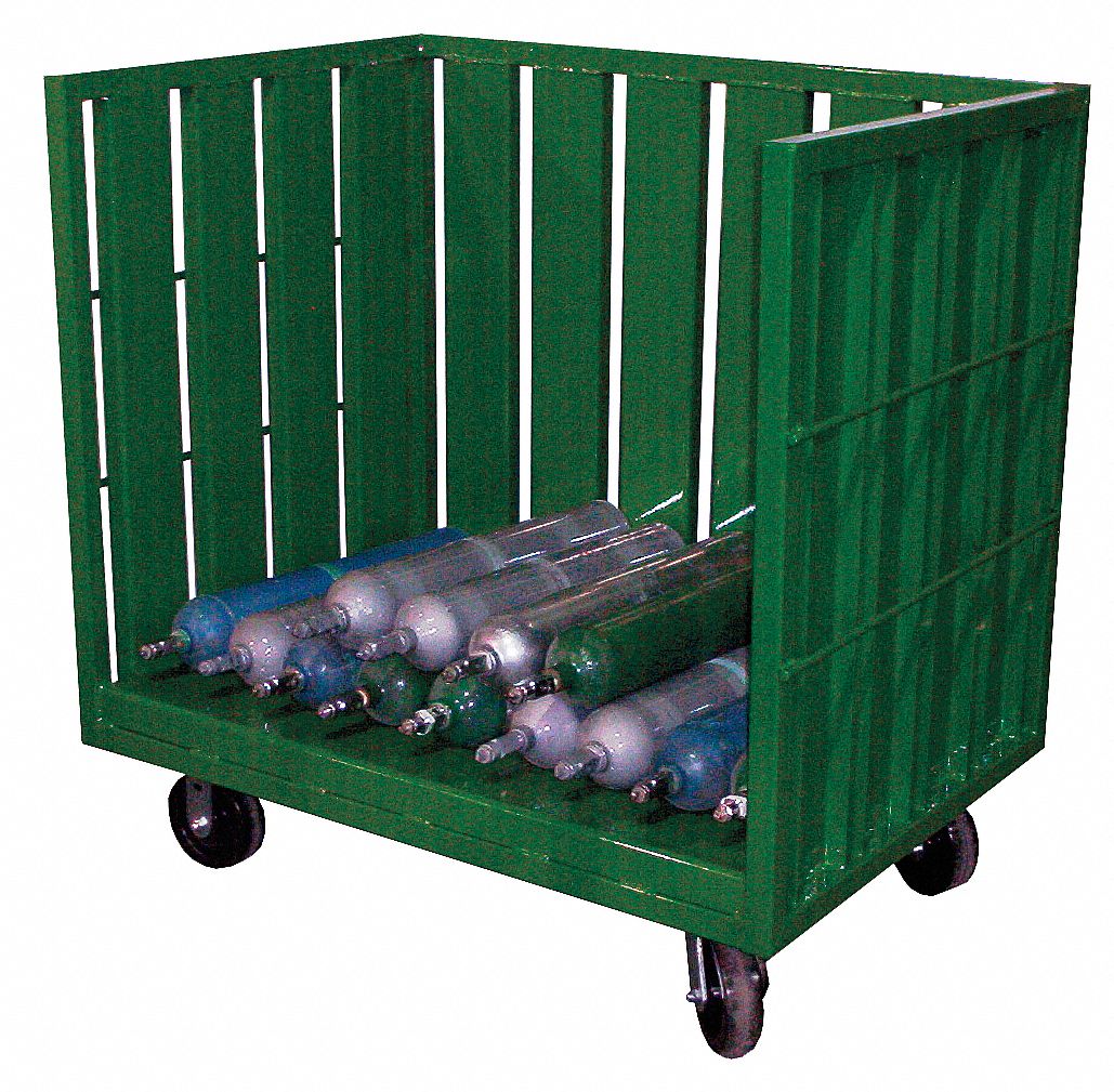 MEDICAL CYLINDER CART, GREEN, 32 IN D X 42 IN W X 46 IN H, 3,200 LB LOAD CAPACITY, 3,200 LB LOAD CAPACITY