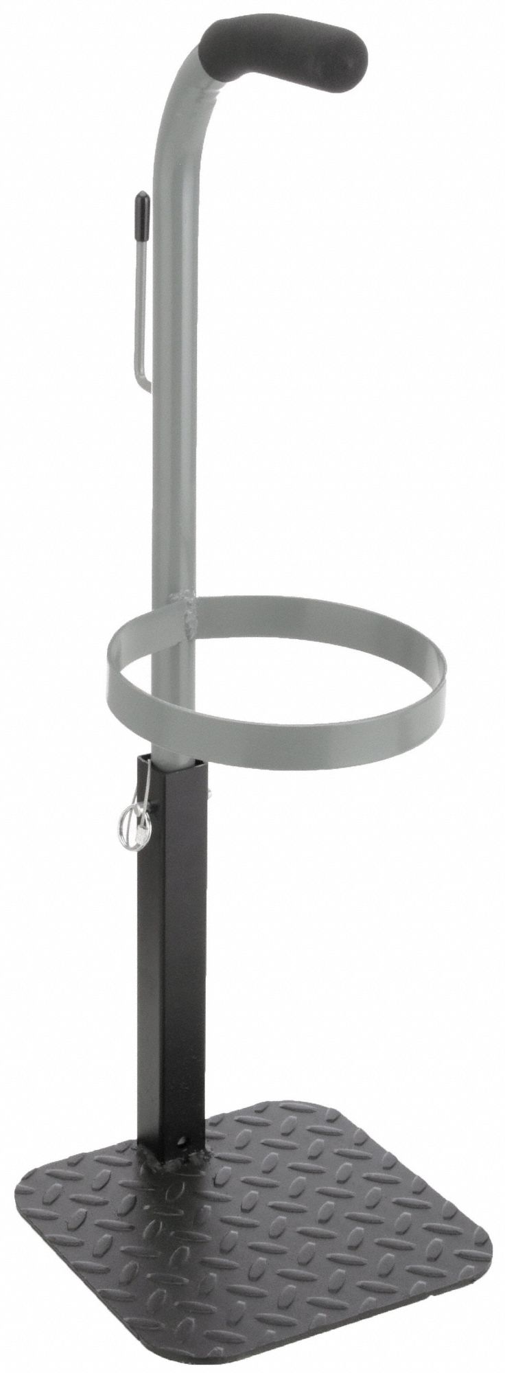 Single Cylinder Stand: 1 Cylinder, For 6 in to 7 in Dia, Clamp, 9 in W x 9 in D x 27 in H