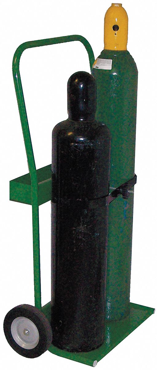 Welding Cylinder Hand Truck: 2 Cylinder Capacity, 250 lb Load Capacity, 10 in x 19 in, Perma Clamp