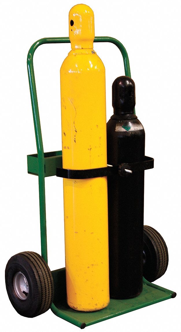 Welding Cylinder Hand Truck: 2 Cylinder Capacity, 800 lb Load Capacity, 10 in x 19 in, Perma Clamp