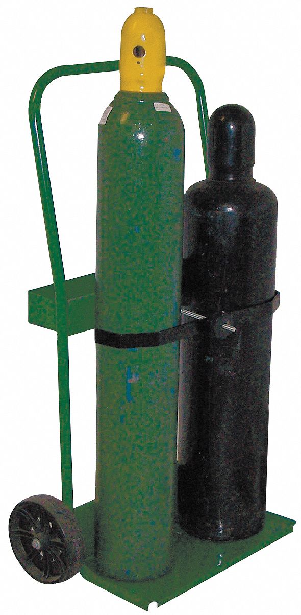Welding Cylinder Hand Truck: 2 Cylinder Capacity, 400 lb Load Capacity, 10 in x 19 in, Perma Clamp