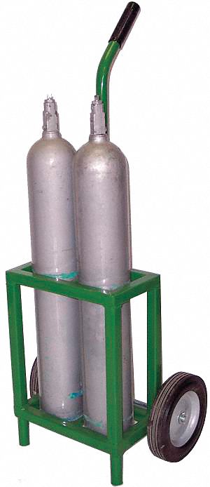 TWO-WHEEL TILT-BACK VERTICAL MEDICAL CYLINDER CART, 250 LB LOAD CAPACITY, VERTICAL, GREEN