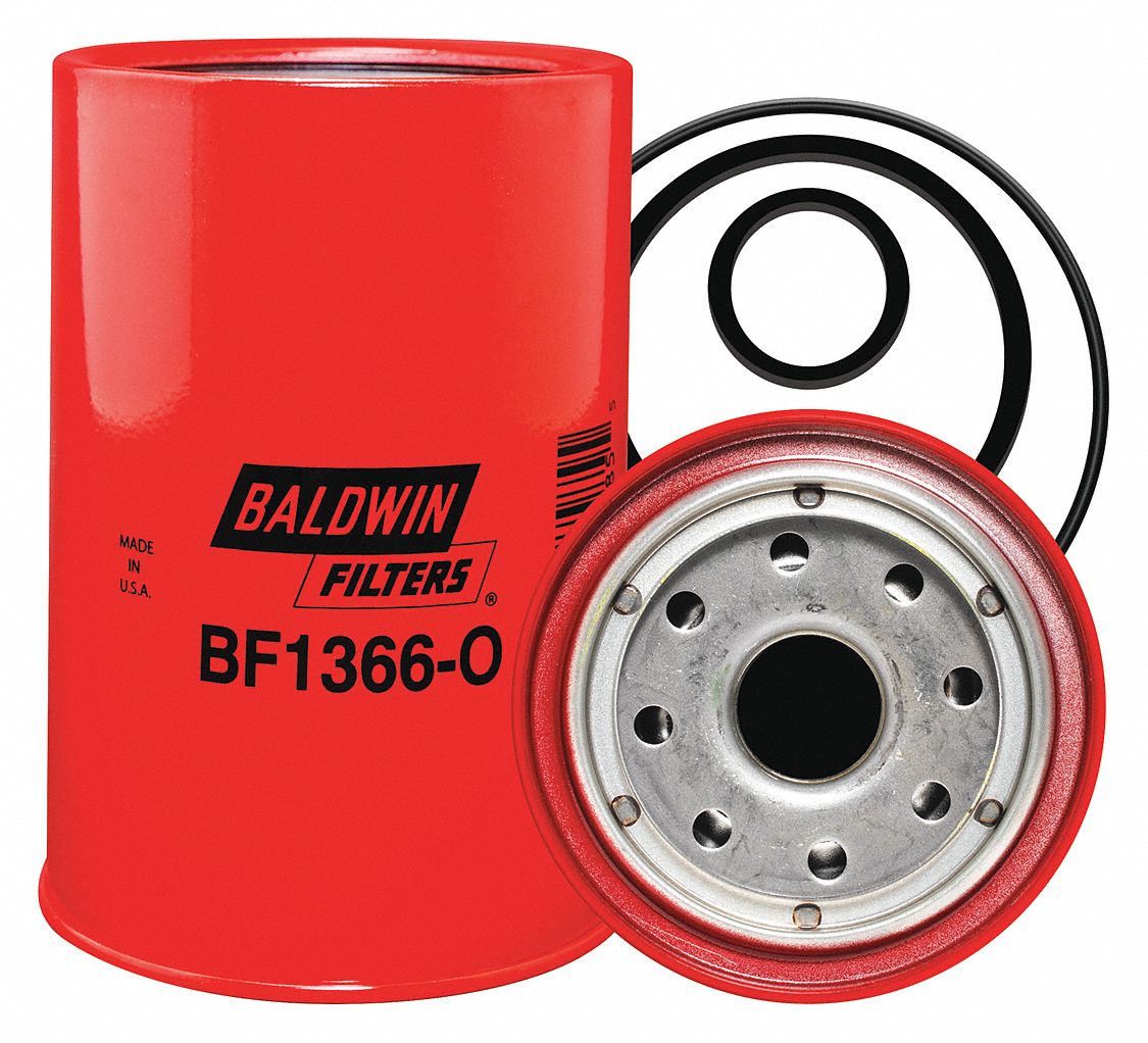 Fuel Filter: Spin-On, 3 11/16 in Outside Dia, 1"-14 Thread Size, Cellulose