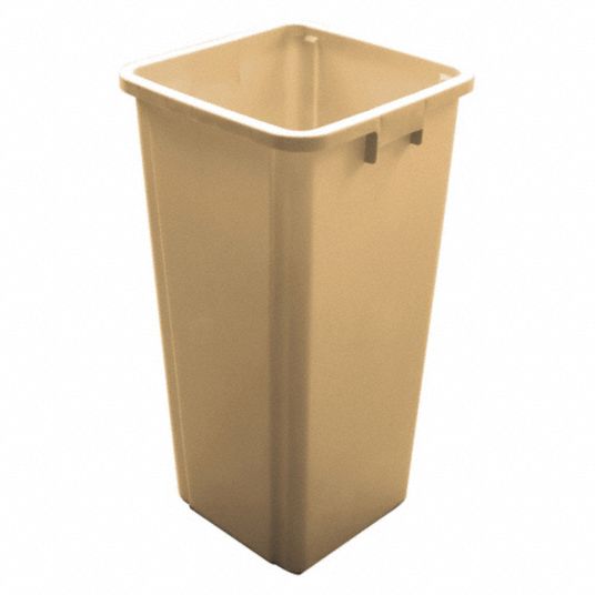 GRAINGER, Square, Beige, Trash Can 5WYZ15WYZ1 Grainger