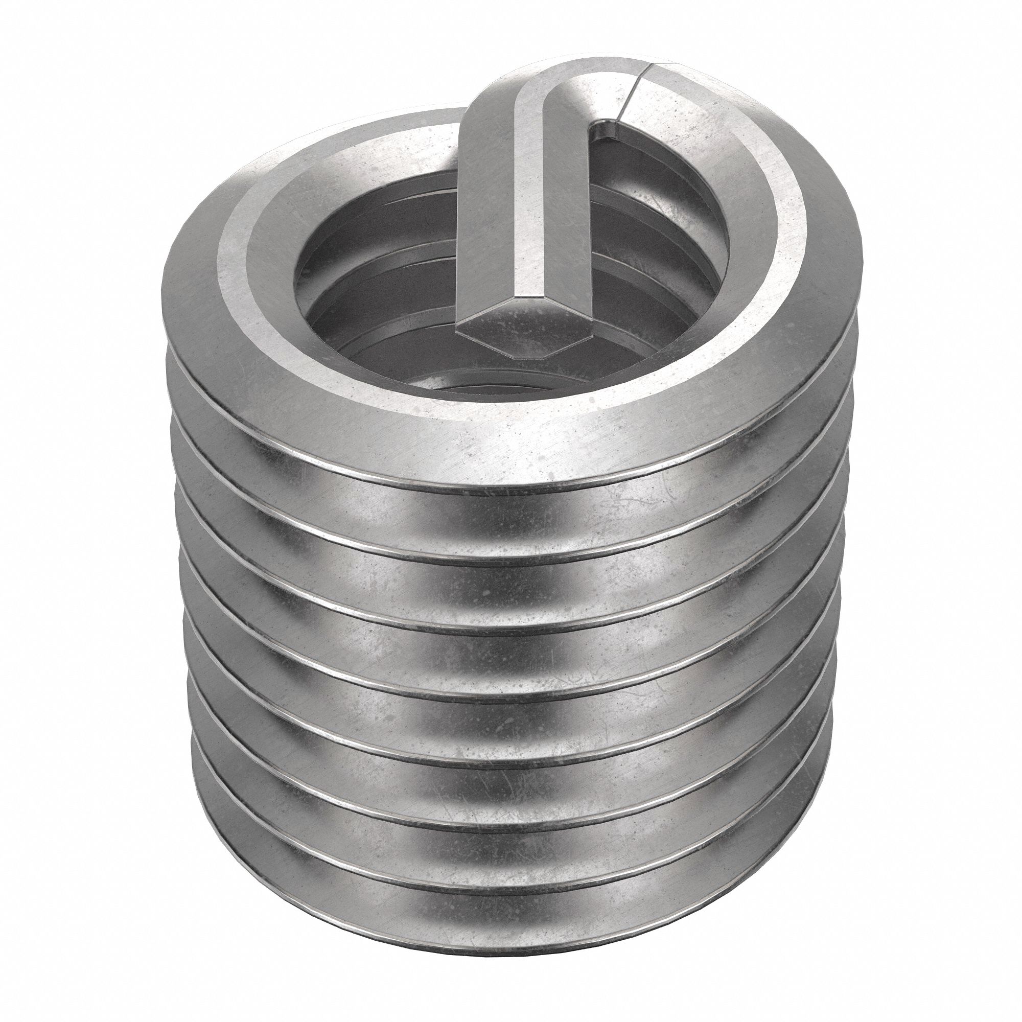 HELICAL INSERT, TANGED, FREE-RUNNING, M6-1.00 THREAD SIZE, PLAIN FINISH, SS, 10 PK