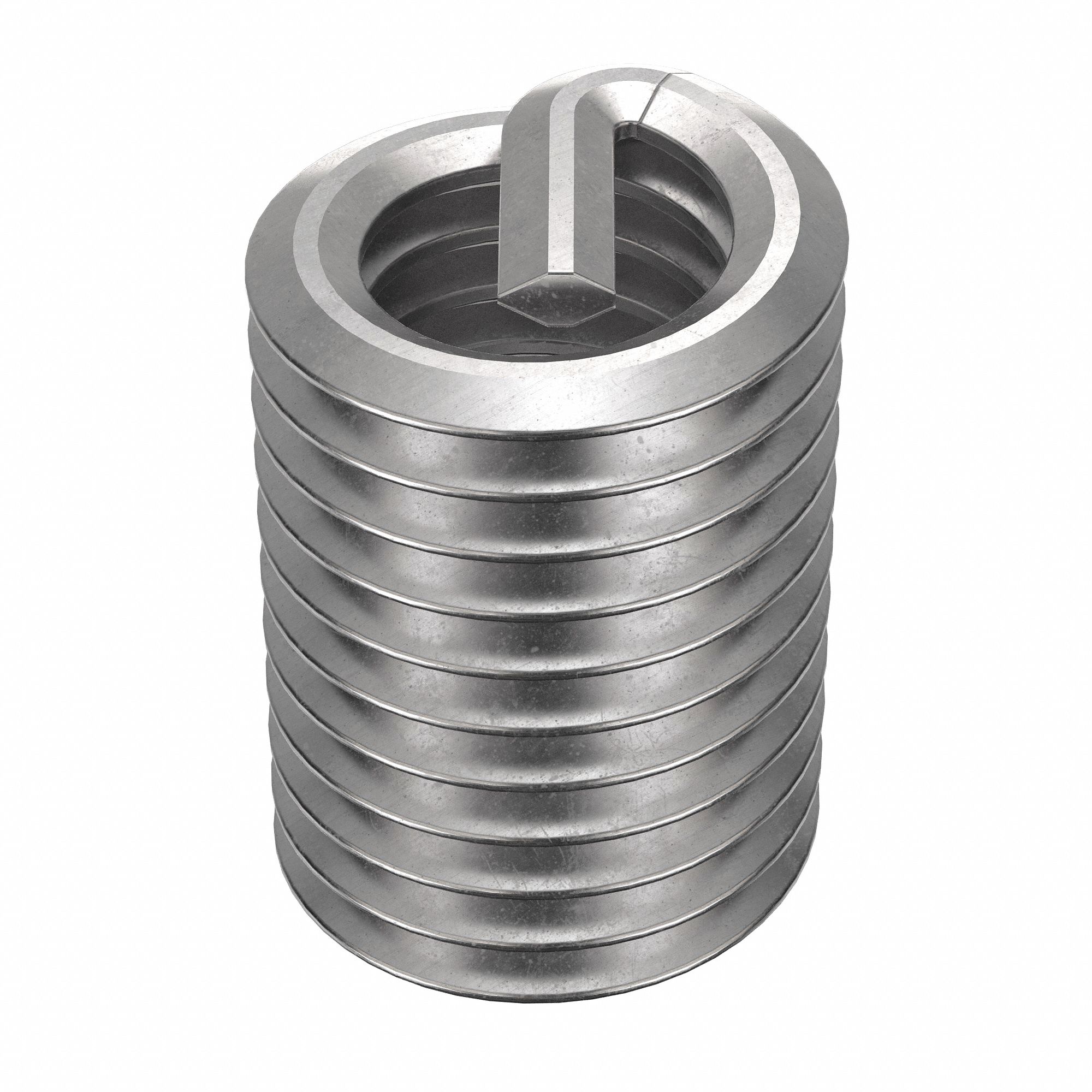 HELICAL INSERT, TANGED, FREE-RUNNING, M6-1.00 THREAD SIZE, PLAIN FINISH, SS, 10 PK