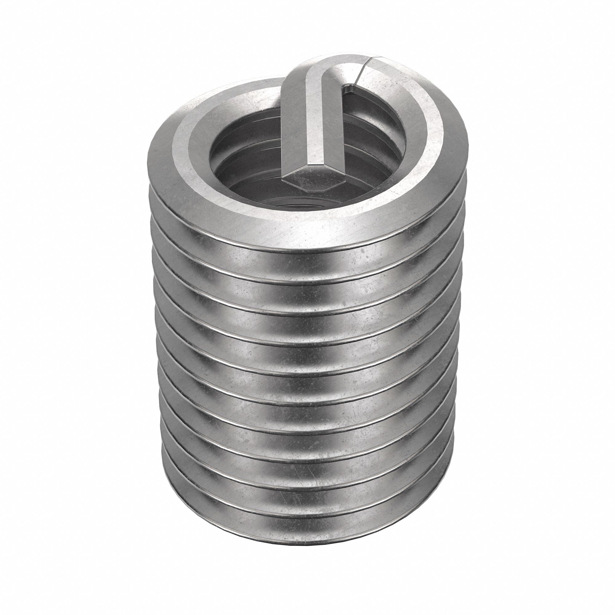 Helical Insert: Tanged Tang Style, Screw-Locking, #10-32 Thread Size, Plain, 10 PK