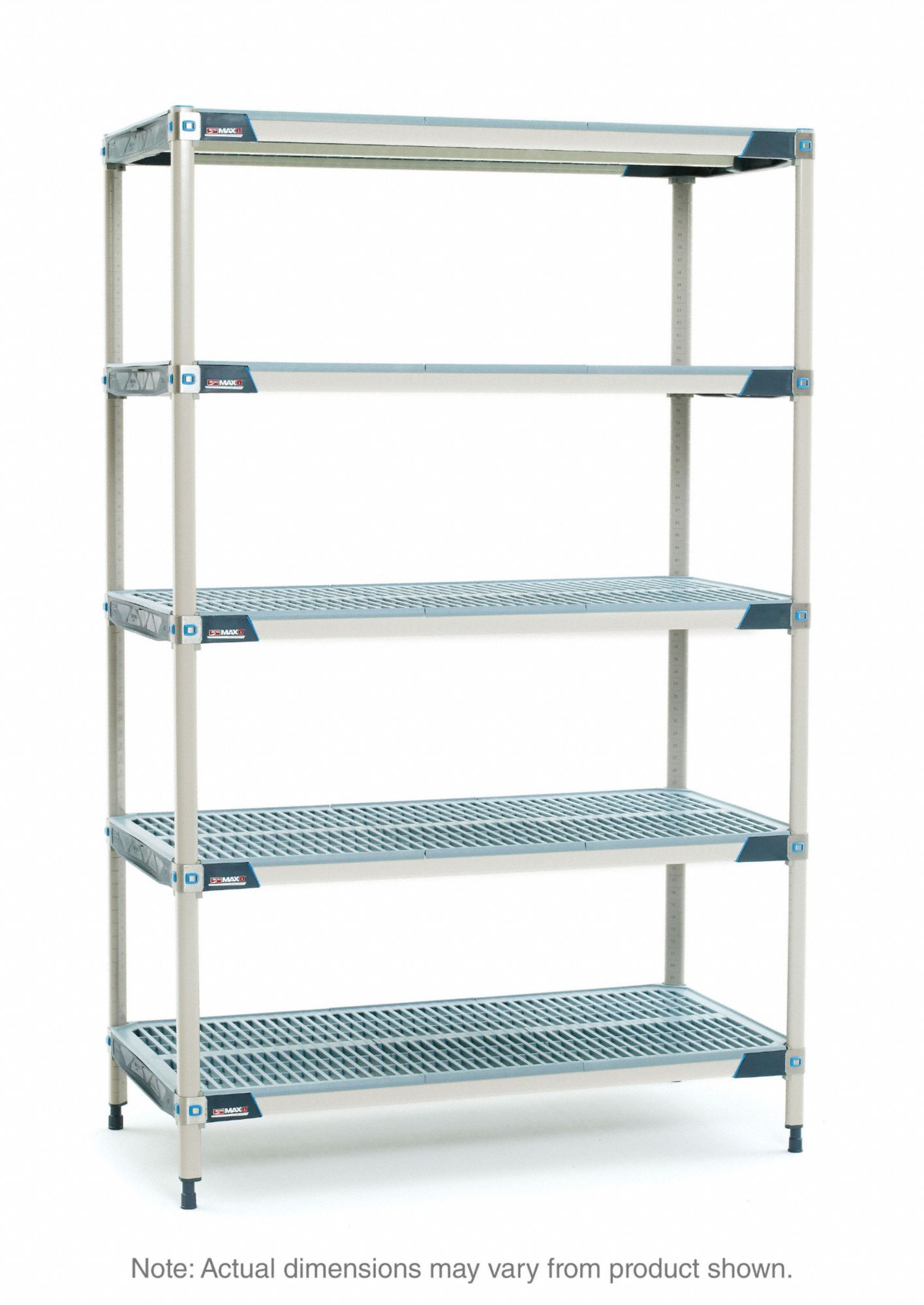 Plastic Industrial Shelving: 24 in x 72 in, 74 in Overall Ht, 5 Shelves, Antimicrobial