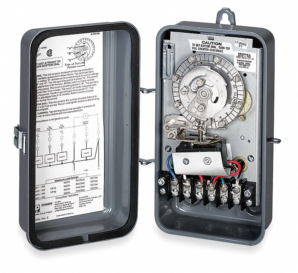 PARAGON Defrost Timer Control, 120V AC Voltage, 10 A Amps, 2 NO/2 NC