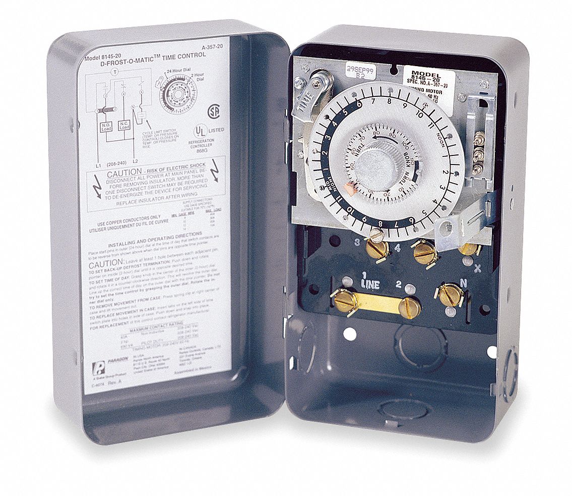 PARAGON Defrost Timer Control, 120VAC Voltage, Defrost Time (Minutes): 4 to 110, 2 Minute Increments   Defrost Timer Control   5X457|8141 00