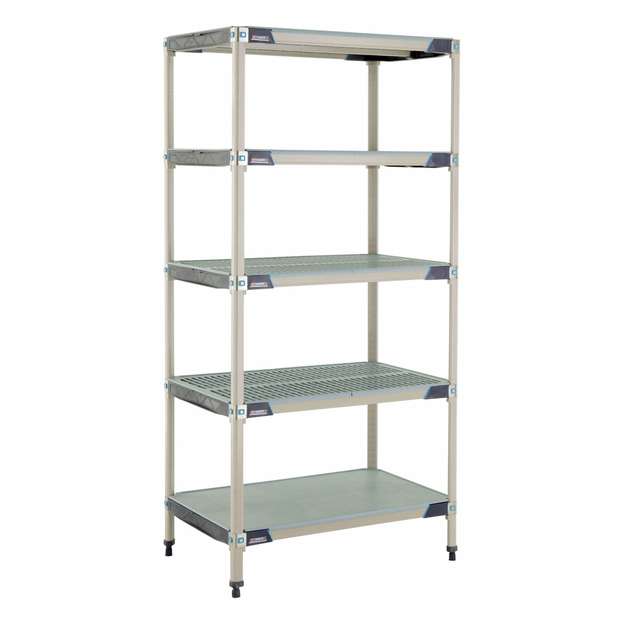 Industrial Shelving Starter: 24 in x 36 in, 74 in Overall Ht, 5 Shelves