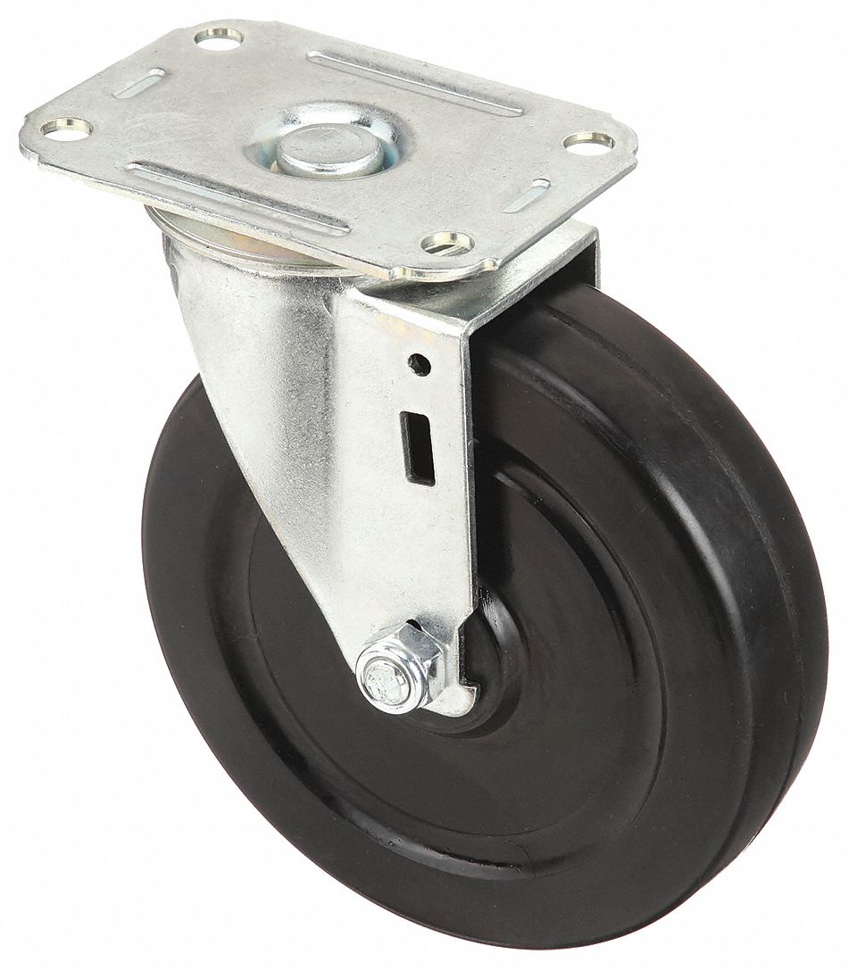 DEBRIS-RESISTANT STANDARD PLATE CASTER, 5 IN WHEEL DIA, 330 LB, SWIVEL CASTER, SOFT