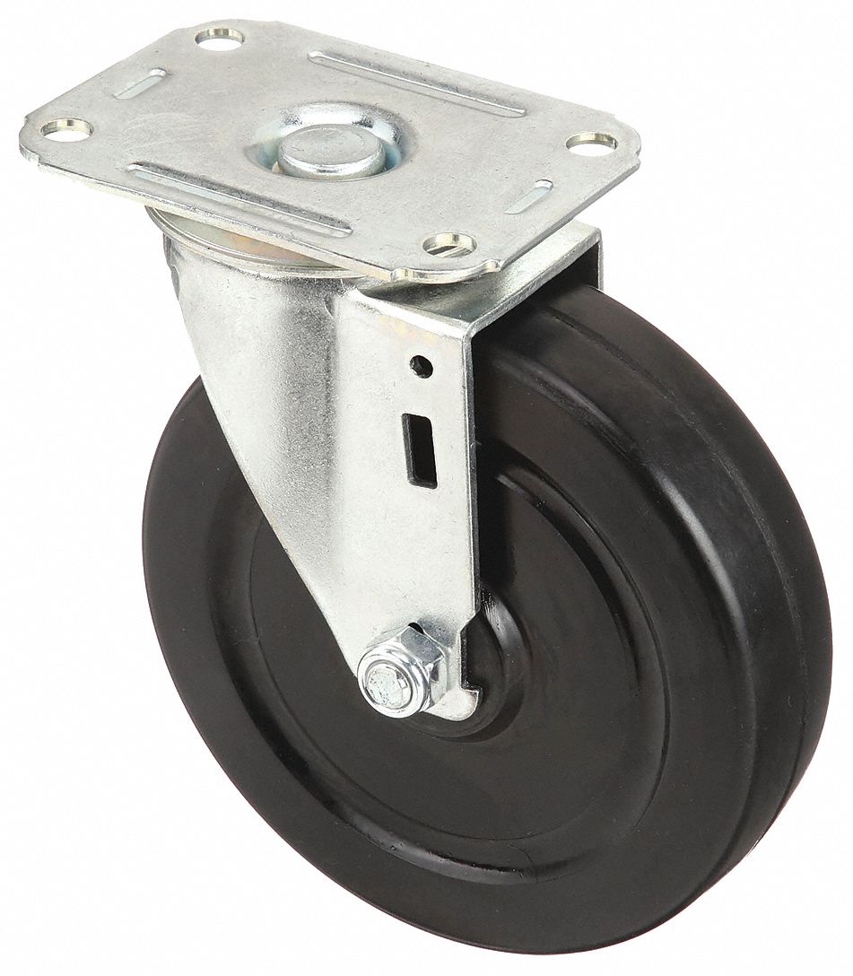 DEBRIS-RESISTANT STANDARD PLATE CASTER, 3 IN WHEEL DIA, 195 LB, SWIVEL CASTER, SOFT