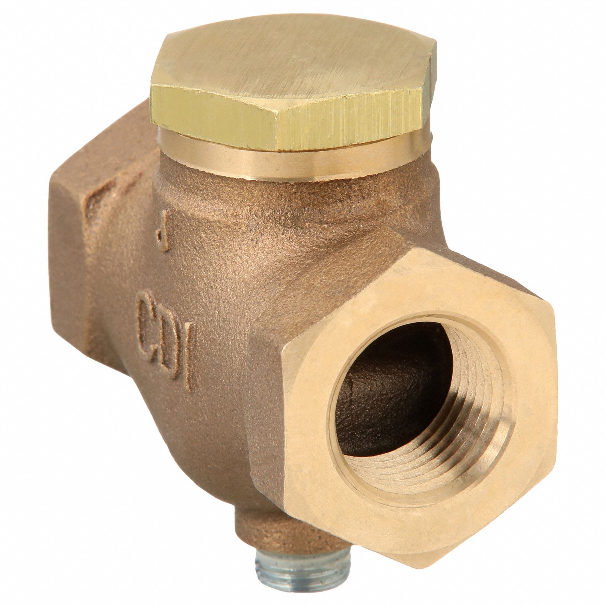 CHECK VALVE, AIR, BRASS, 1/2 IN NPT THREAD, 1/2 IN (F)NPT THREAD, 250 PSI MAXIMUM PRESSURE