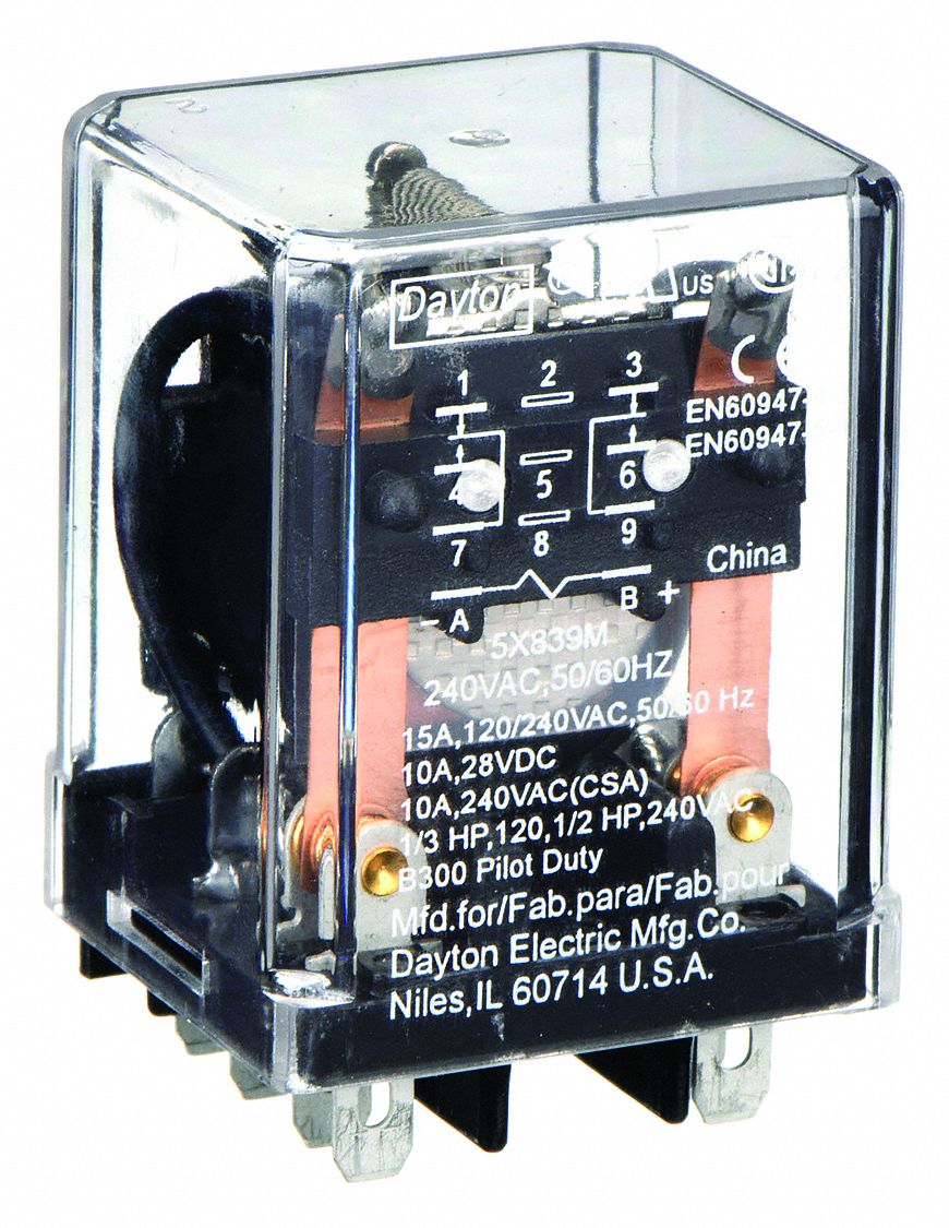 GENERAL PURPOSE RELAY, SOCKET MOUNTED, 10 A CURRENT RATING, 240V AC, 8 PINS/TERMINALS, DPDT