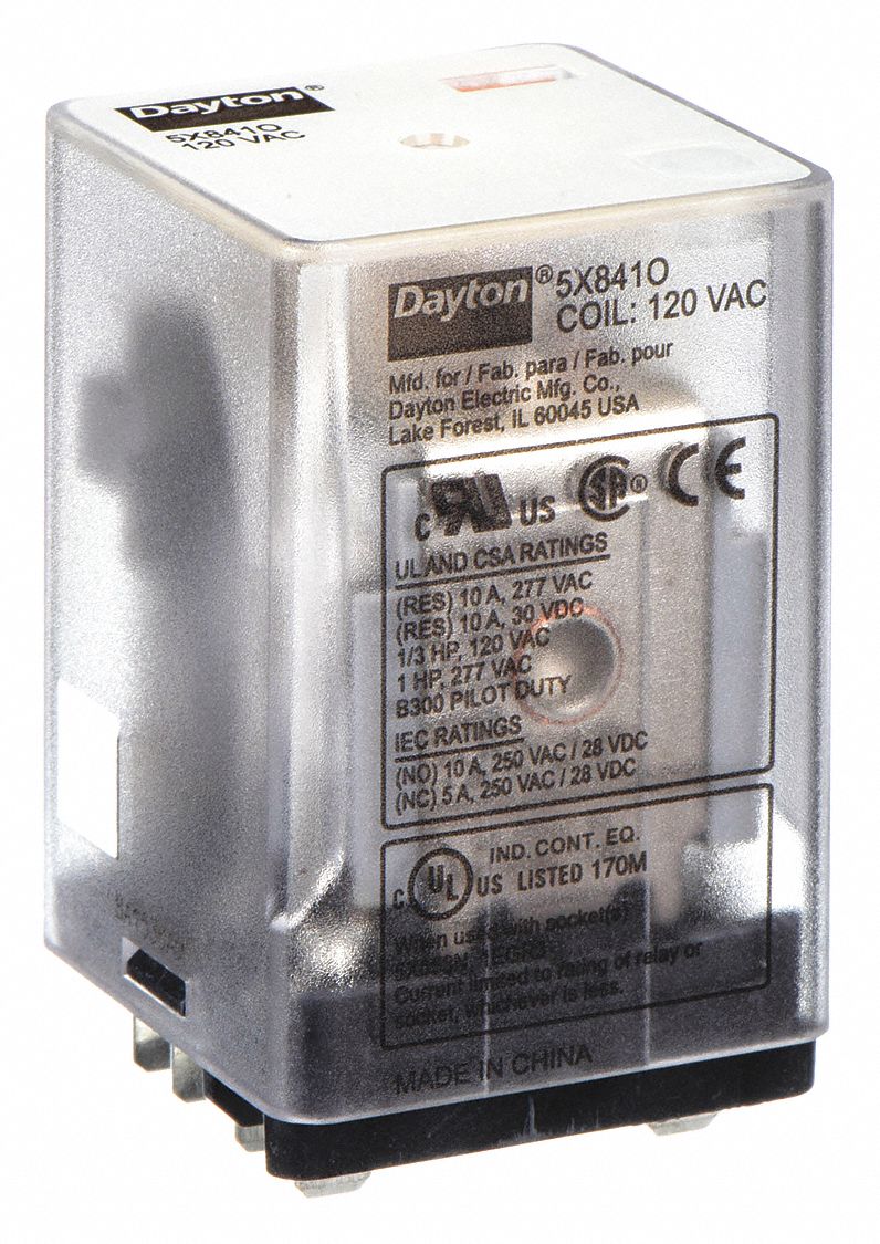 GENERAL PURPOSE RELAY, SOCKET MOUNTED, 10 A CURRENT RATING, 120V AC, 11 PINS/TERMINALS, 3PDT