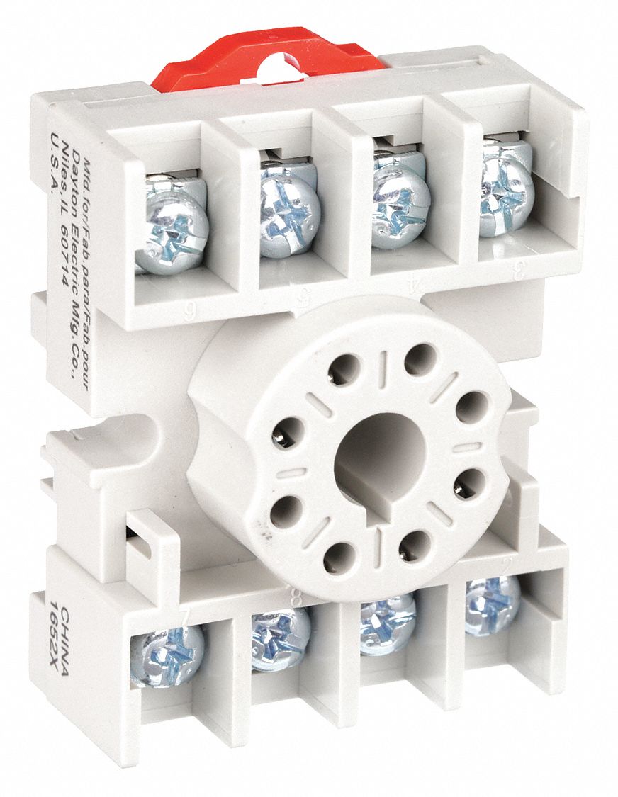 RELAY SOCKET, 15 A RATING, DIN-RAIL AND SURFACE SOCKET MOUNTING, 8 PINS, A SOCKET, STANDARD