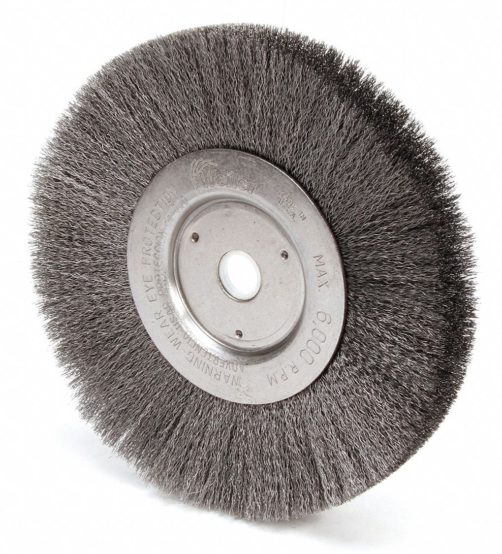 WEILER Arbor Hole Wire Wheel Brush, Crimped Wire, 6" Brush Dia.   Wire Wheel Brushes   5X885|01035