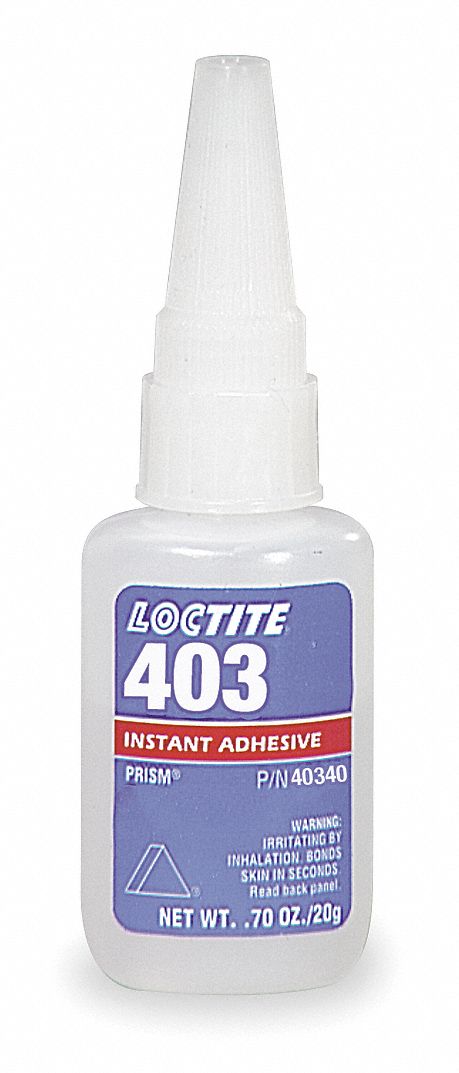 INSTANT ADHESIVE, 403, PLASTICS, 0.7 OZ BOTTLE, CLEAR, THICK LIQUID, 50 G/L AND UNDER