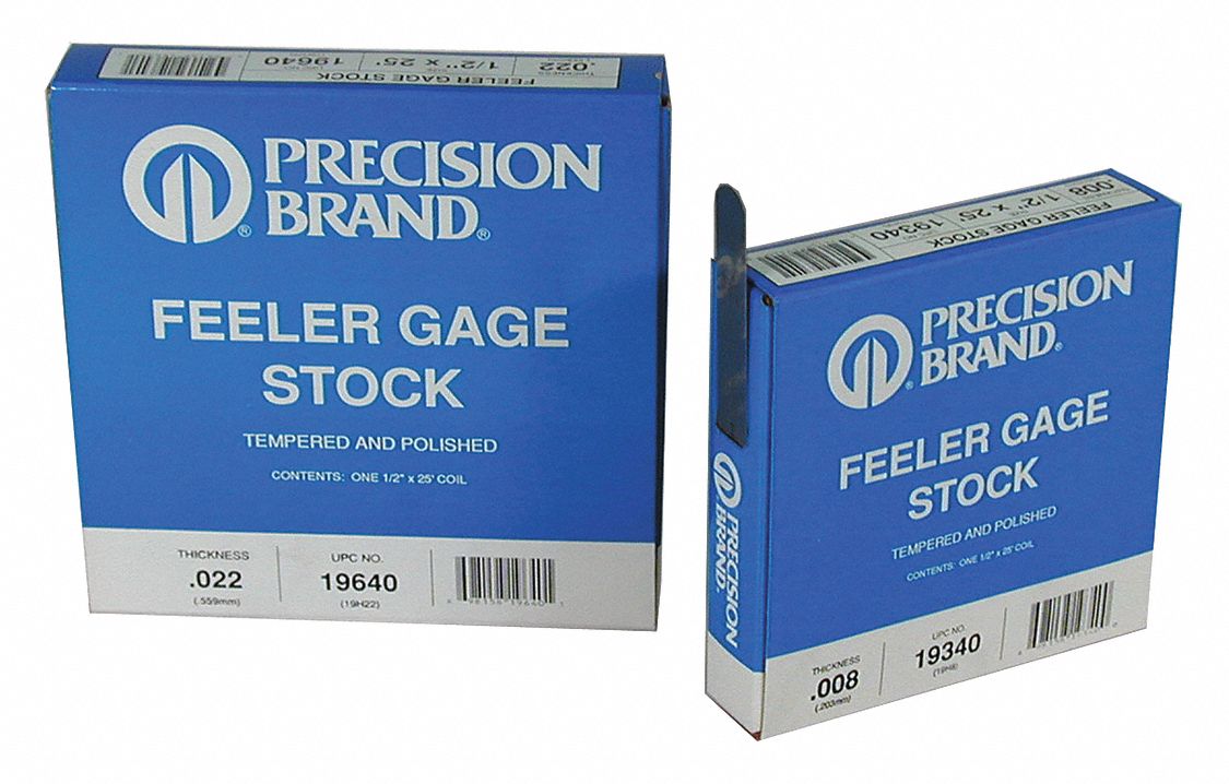 PRECISION BRAND Feeler Gauge Stock Roll 0.005 in Thick, Straight, 1/2