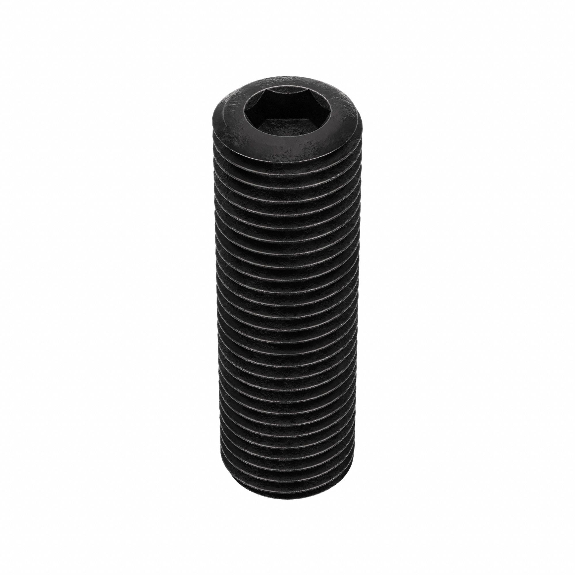 Socket Set Screw: 3/8"-24 Thread Size, 1 1/4 in Overall Lg, Cup pt, Alloy Steel, Black Oxide, 100 PK
