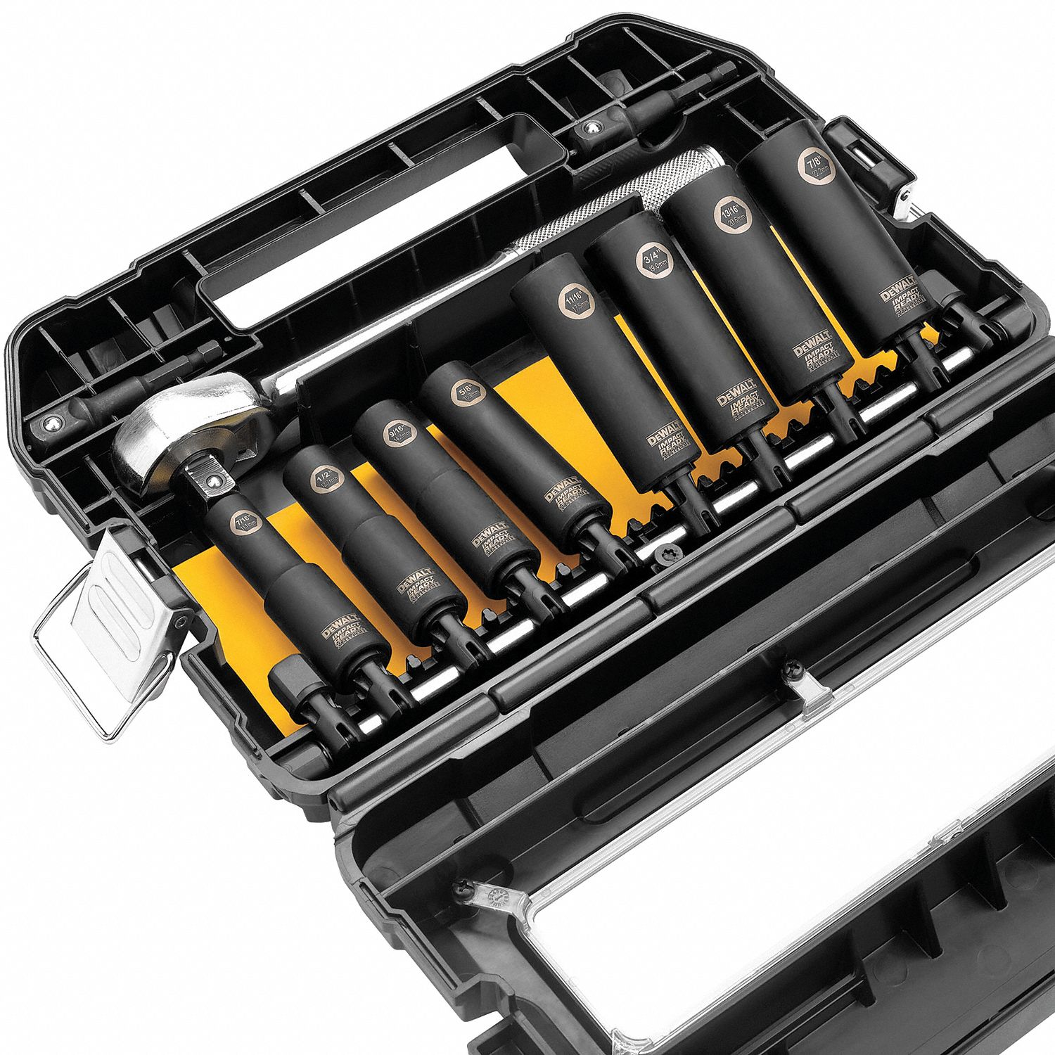 DEWALT Impact Socket Set, Alloy Steel, Black Oxide, 3/8 in, Impact