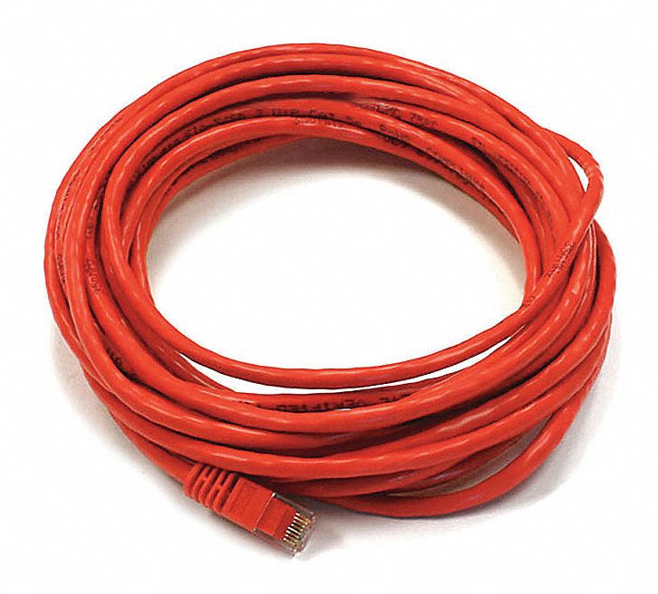 VOICE AND DATA PATCH CORD, ROUND, 24 AWG, RED, 2318, 25 FT OVERALL L, 6, UNSHIELDED, PVC