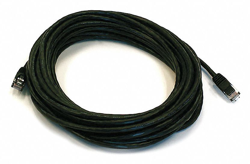 VOICE AND DATA PATCH CORD, ROUND, 24 AWG, BLACK, 5017, 30 FT OVERALL L, 6, UNSHIELDED