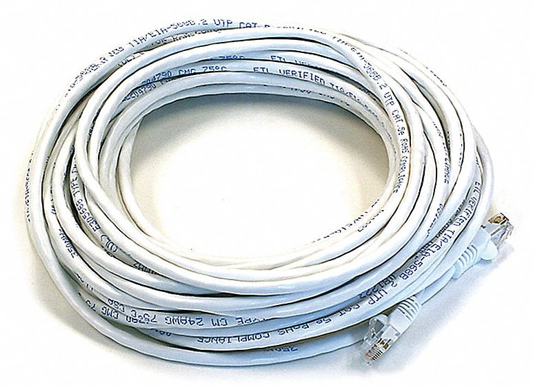 VOICE AND DATA PATCH CORD, ROUND, 24 AWG, WHITE, 2217, 50 FT OVERALL L, 6, UNSHIELDED