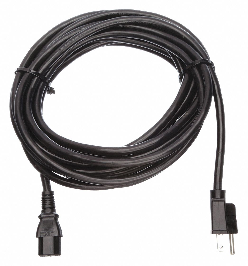 POWER CORD, 14 AWG WIRE SIZE, 25 FT CORD, IEC C13, 15 A MAX, PVC, SJT, NEMA 5-15P