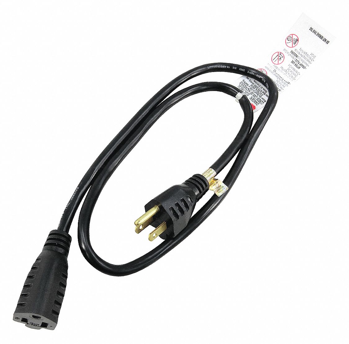 GRAINGER APPROVED Extension Cord, Indoor, 13.0 A, 120V AC, Number of