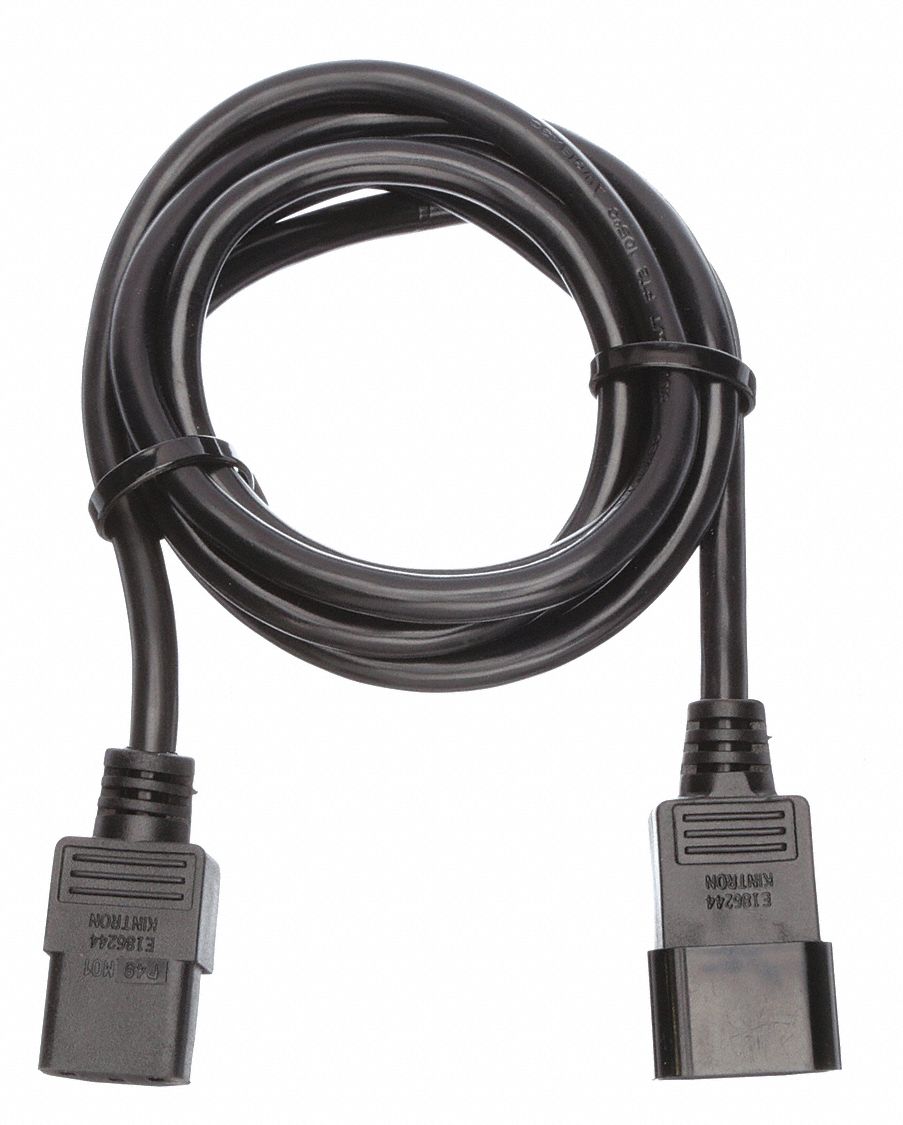 Power Cord: 6 ft Lg, IEC C14 Plug, Port IEC C13, SJT, 10 A Max. Amps, 125V AC