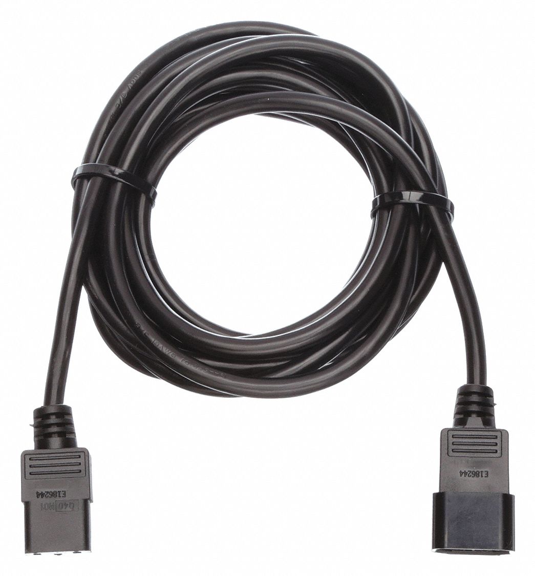 Power Cord: 15 ft Lg, IEC C14 Plug, Port IEC C13, SJT, 10 A Max. Amps, 125V AC