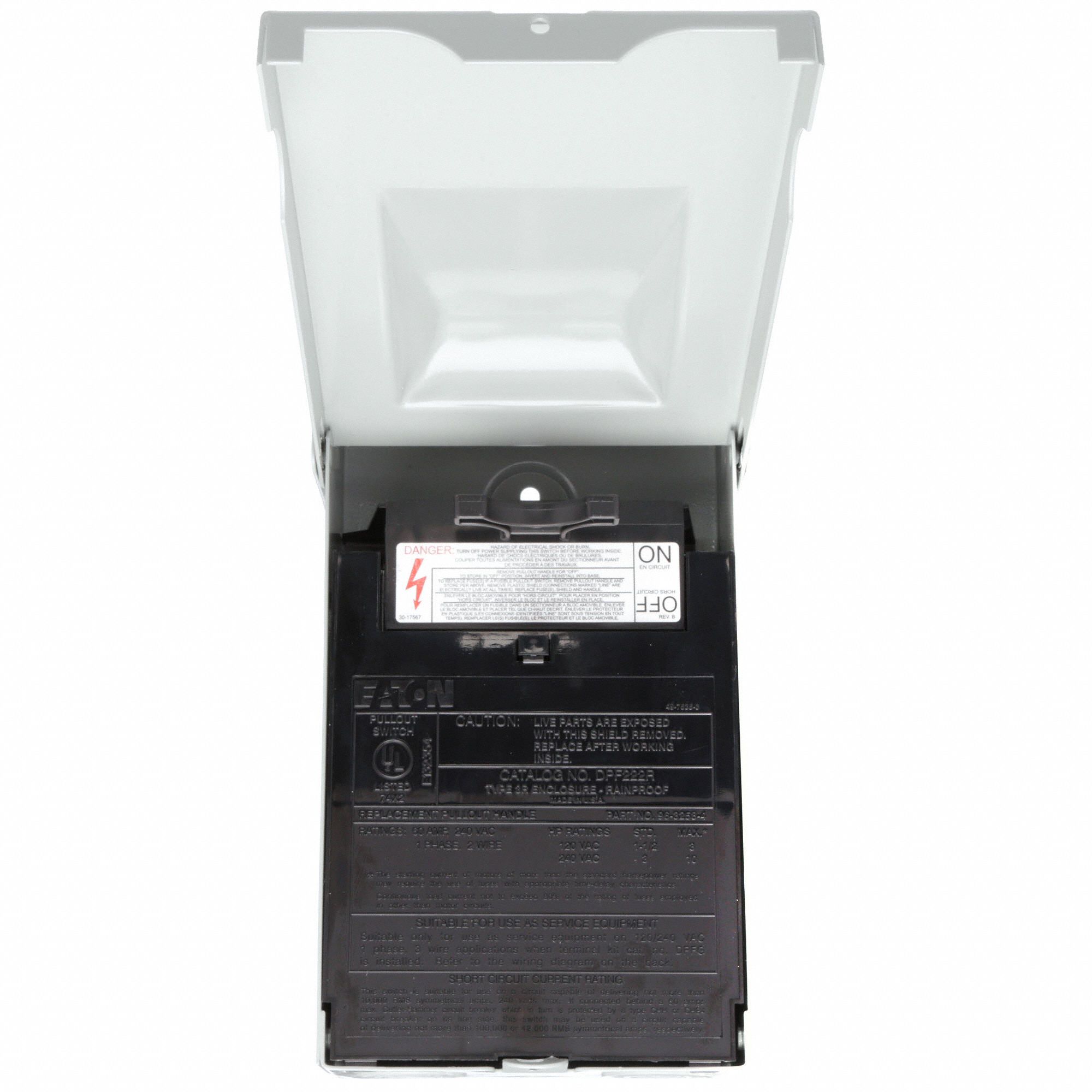 EATON Fusible Air Conditioning Disconnect Switch, Metallic, Galvanized