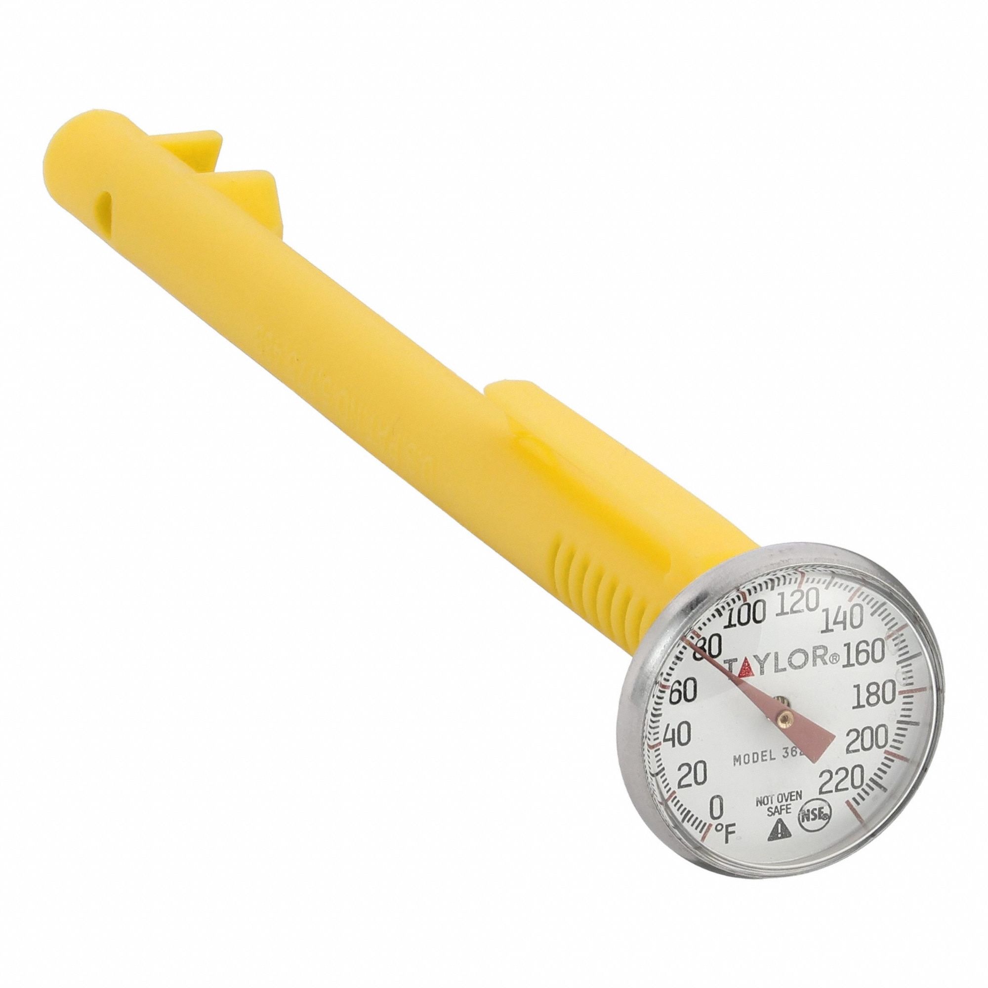 Dial Pocket Thermometer: 0°F to 220°F, +/- 2°F, 5 in Stem Lg, Fahrenheit