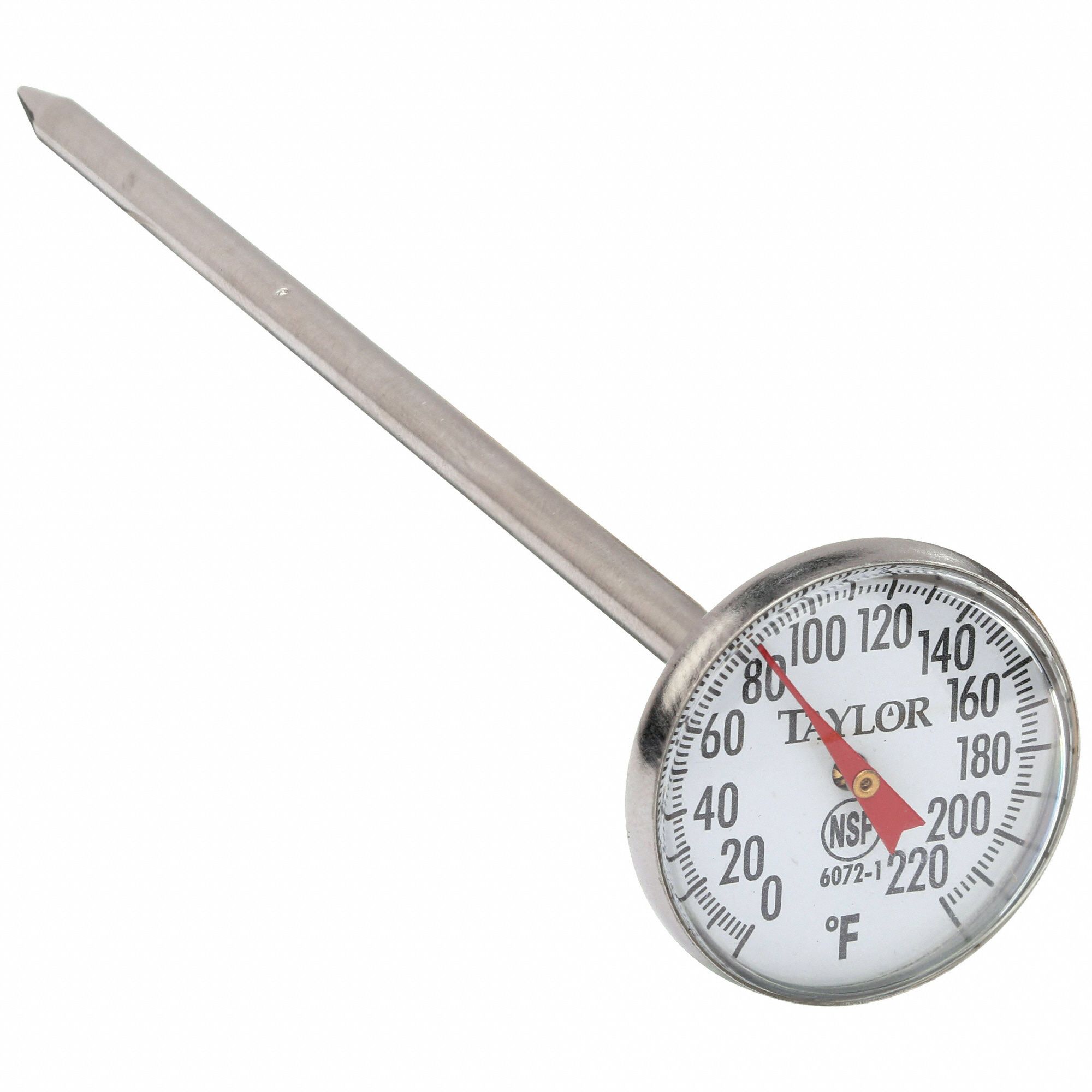 TAYLOR Item Dial Pocket Thermometer, Temp. Range (F) 0 to 220°F, Stem
