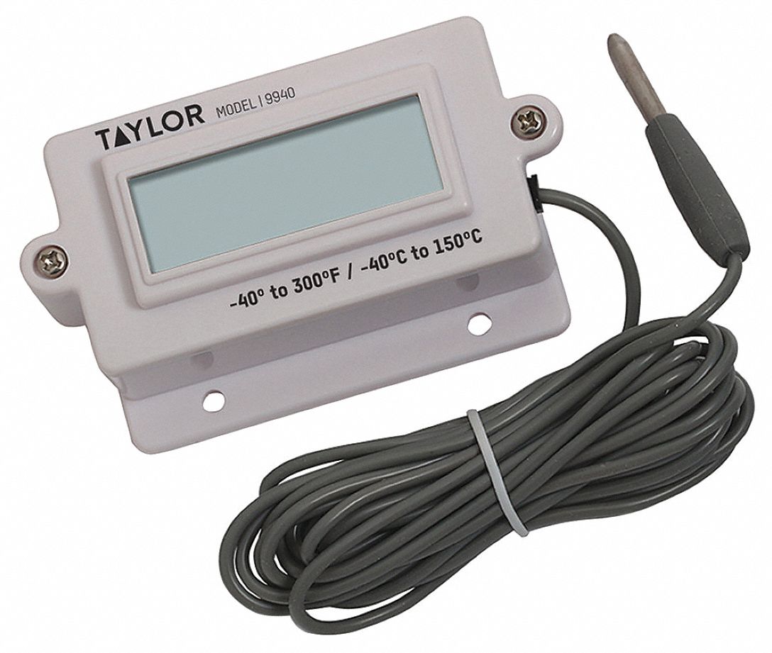 Taylor 9940 Panel-Mount LCD Thermometer with Remote Probe; 40-150C/-40-300F TAYLOR PRECISION PRODUCTS 9000030