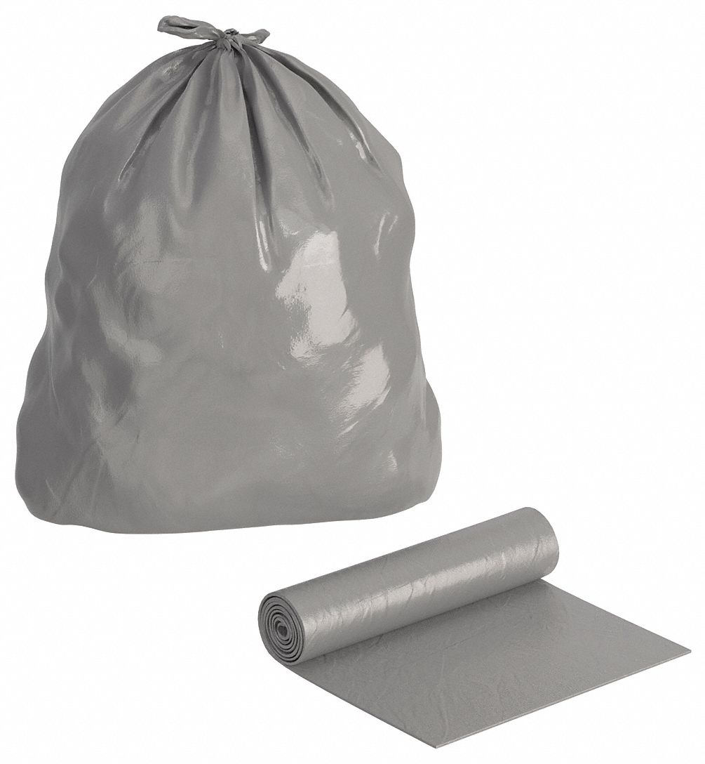TRASH BAGS,10 TO 15 GAL.,GRAY,PK500