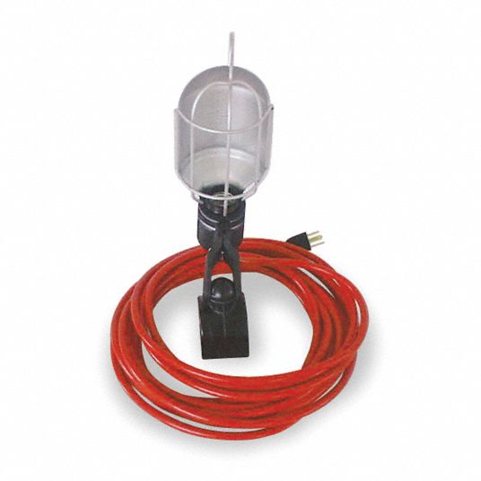STANDARD PORTABLE Incandescent Hand Lamp, 75 Lamp Watts, 50 ft Cord Length, Red 5XN09MLC50