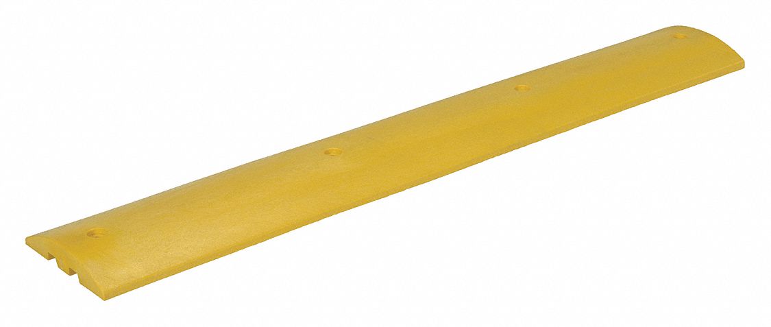 SPEED BUMP, YELLOW, PLASTIC, 2¼ X 72 IN, NO CABLE CHANNEL, CONCRETE HARDWARE KIT