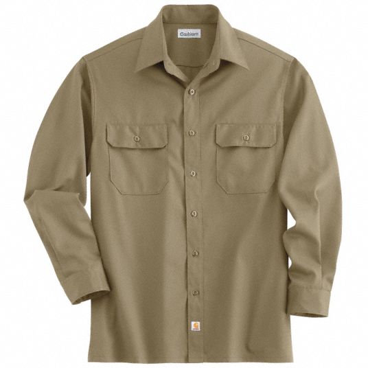CARHARTT Long Sleeve Work Shirt - 5XRT0|S224 KHI LRG REG - Grainger