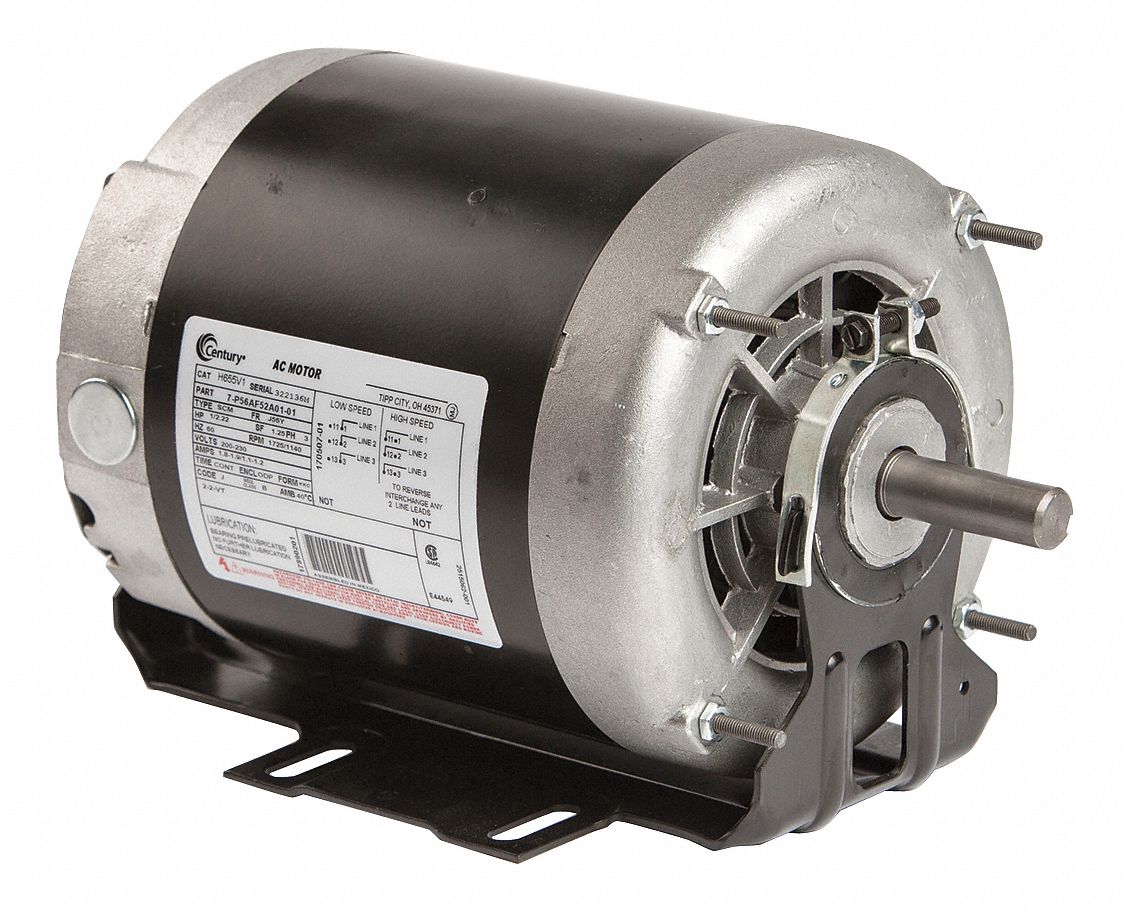 CENTURY Belt Drive Motor, 1/2, 1/4 HP, 3Phase, Nameplate RPM 1,725/