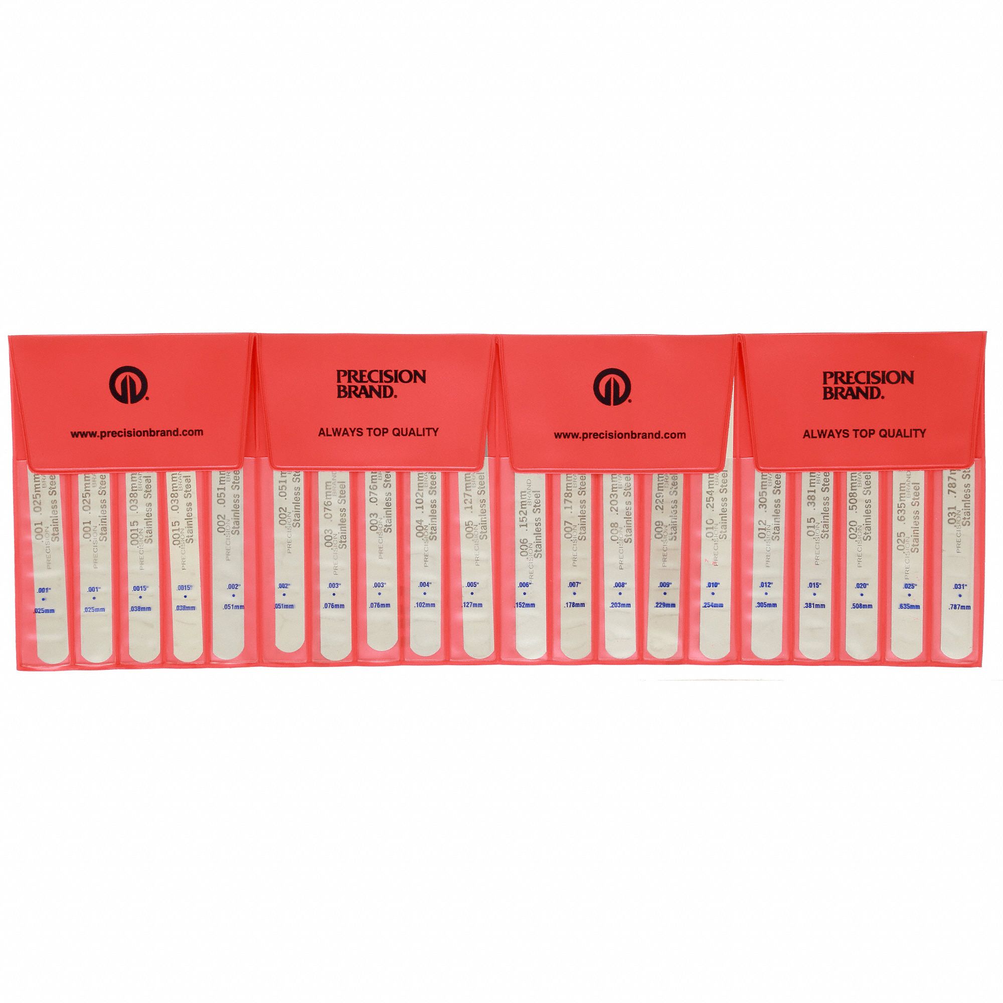 PRECISION BRAND Feeler Gauge Set Inch/Metric, 20 Feeler Blades, 0.001