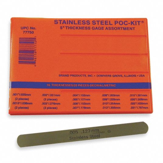 PRECISION BRAND Feeler Gauge Set Inch/Metric, 20 Feeler Blades, 0.001
