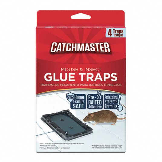 Catchmaster Rat & Mouse Glue Traps with Sticky Putty 2Pk, Large Bulk Glue  Rat Traps, Mouse Traps Indoor for Home, Pre-Scented Adhesive Plastic Tray
