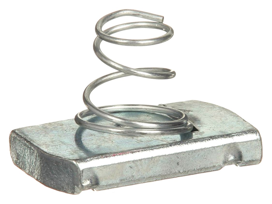 SPRING NUT, 1/4"-20 THREAD SIZE, ¼ IN BOLT SIZE, GALVANIZED STEEL, 14 GAUGE