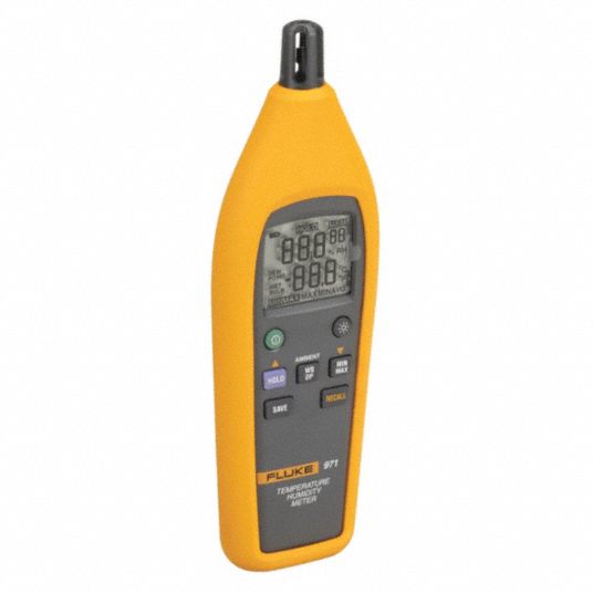 FLUKE Temperature Humidity Meter: Onboard, Data Logging, 5% to 95%  Humidity, -4° to 140°F