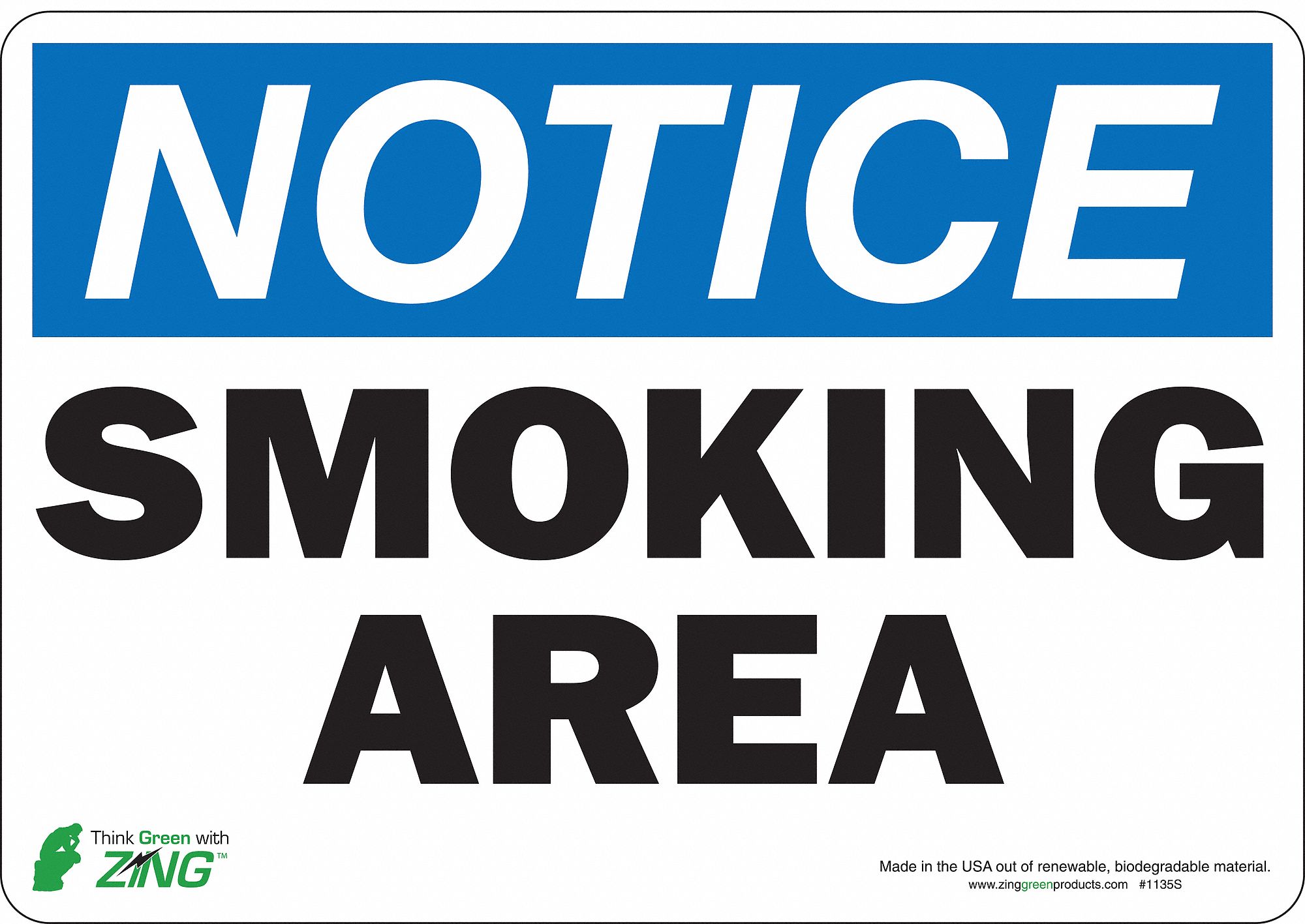 NOTICE NO SMOKING SIGN, POLYESTER, RECTANGLE, ENGLISH, 7 X 10 IN